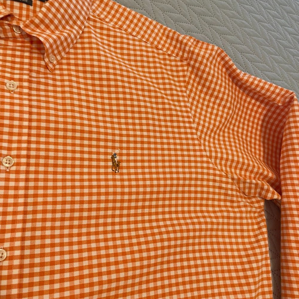 Ralph Lauren Men's Classic Fit Gingham Oxford Long Sleeve Polo Shirt Size XL - Picture 4 of 8